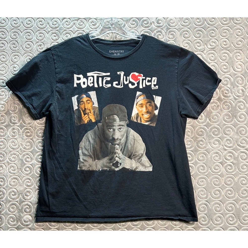 Poetic Justice 2Pac Tupac Movie Graphic T Shirt Black XL Hip‎ Hop Rap Tee